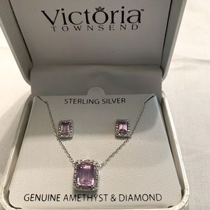 Amethyst and Diamond Necklace and Earrings